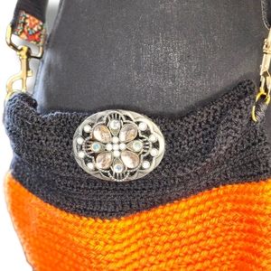 Handmade chrochet crossbody purse.
